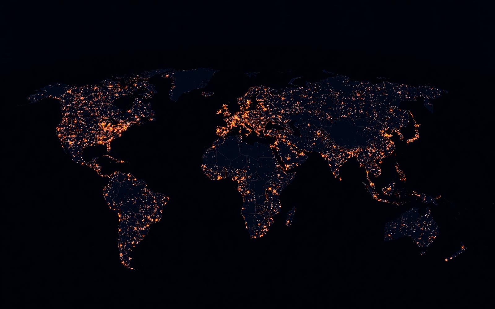 World map of city lights